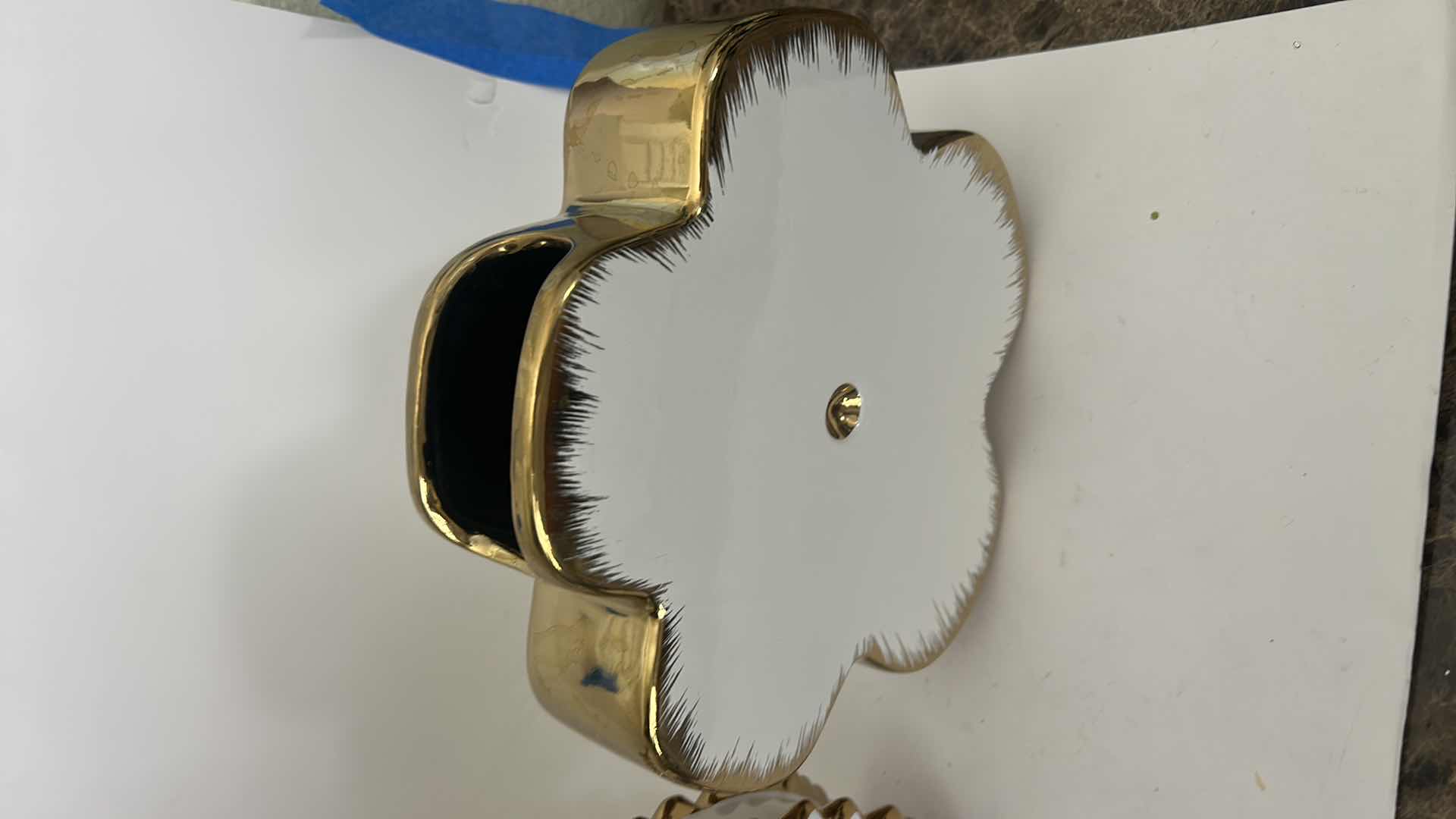 Photo 1 of 2 CERAMIC WHITE AND GOLD FLOWER VASES H10”