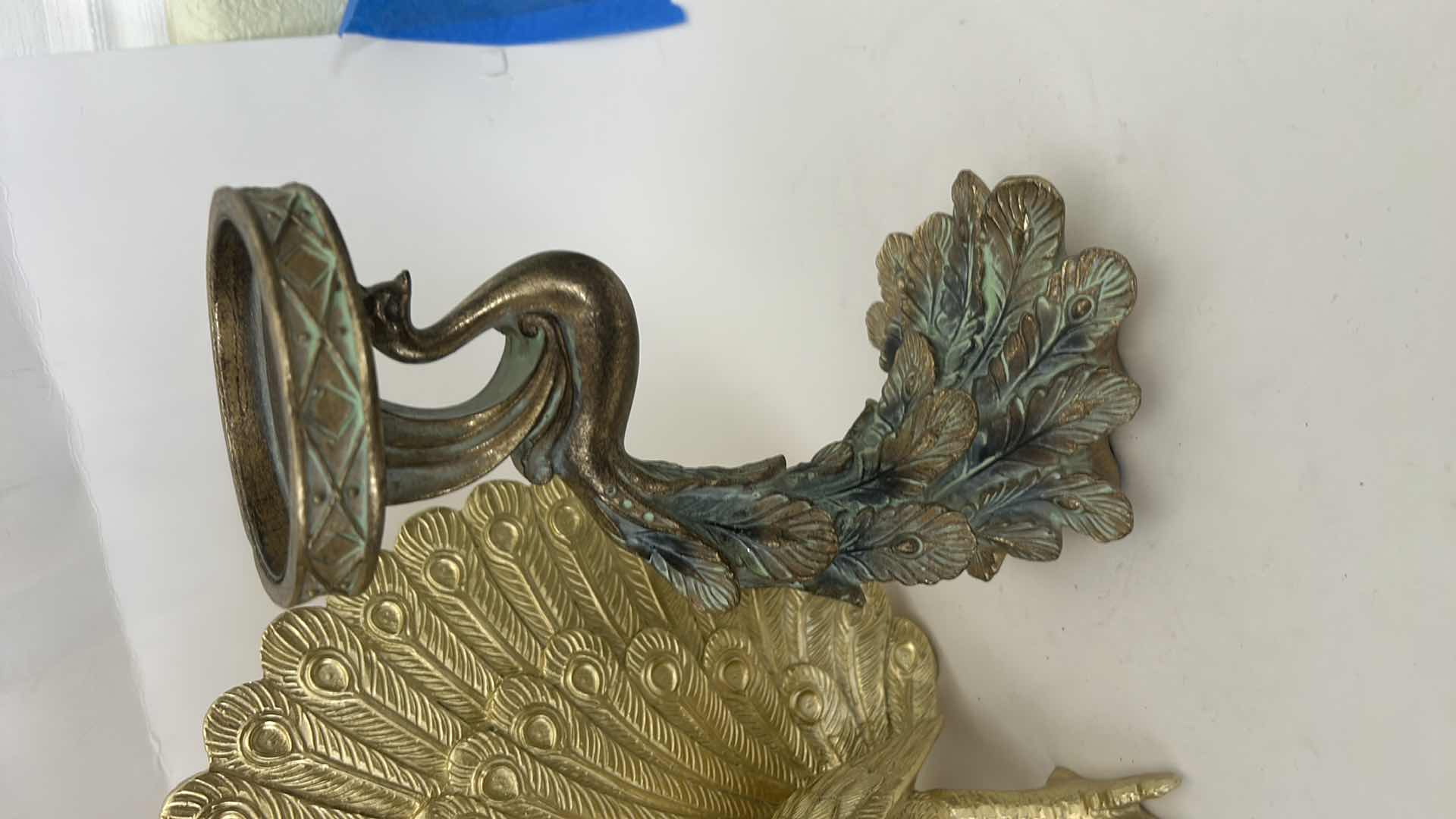 Photo 1 of 2 GOLD TONE PEACOCK HOME DECOR ITEMS (TALLEST H12”)