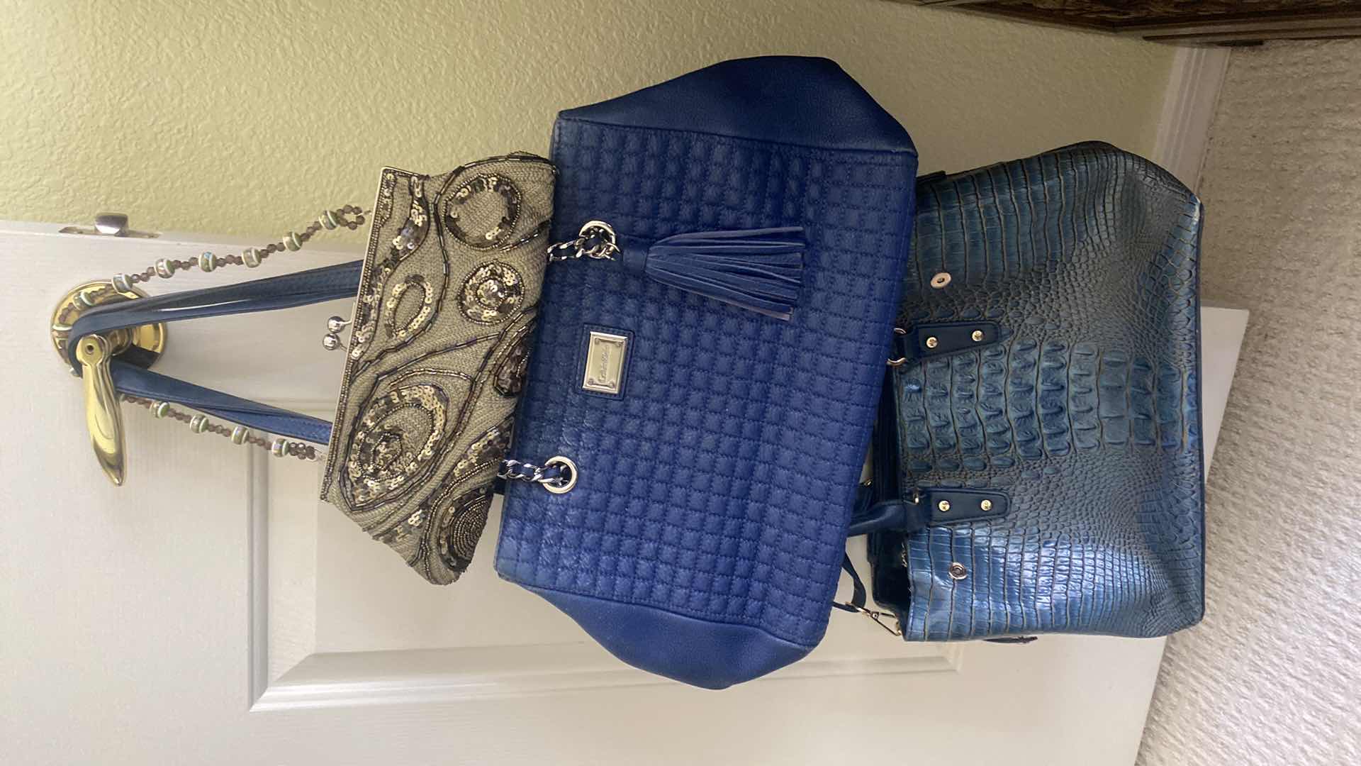 Photo 1 of 2-BLUE & 1 GREEN SEQUIN HANDBAGS