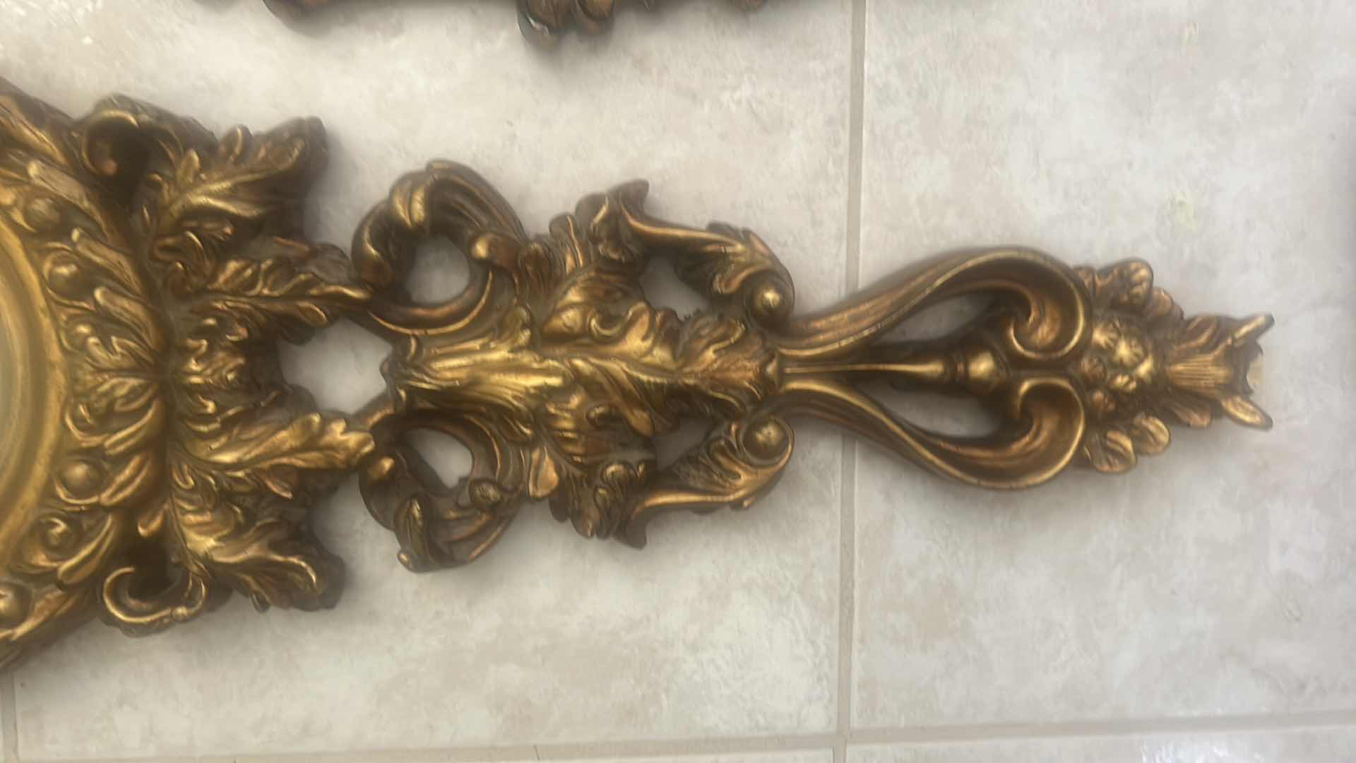 Photo 1 of 2-ITALIAN GILTWOOD WALL MIRROR W VERTICAL HARP-SHAPED DESIGN & FOLIATE CARVINGS 47" 54" L