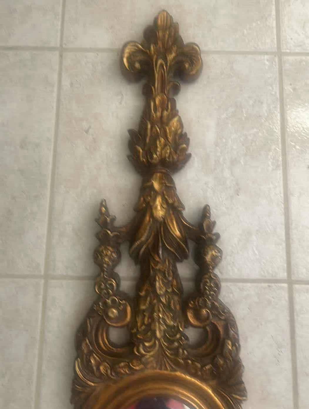 Photo 1 of 2-ITALIAN GILTWOOD WALL MIRROR W VERTICAL HARP-SHAPED DESIGN & FOLIATE CARVINGS 47" 54" L