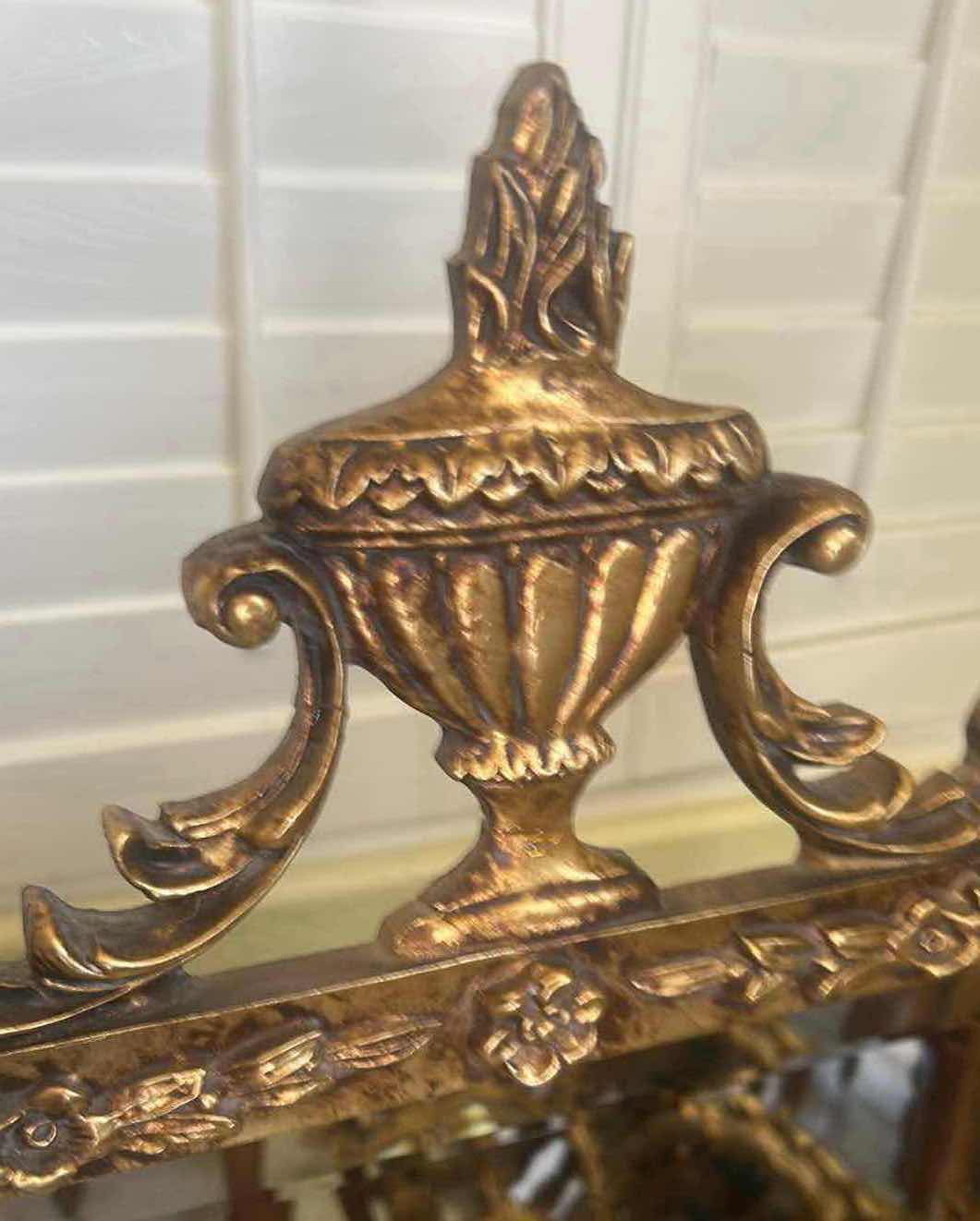Photo 1 of ORNATE GREEN GOLD VINTAGE FRENCH NEOCLASSICAL PIER WALL MIRROR W GILTWOOD CARVINGS 19" X 57"