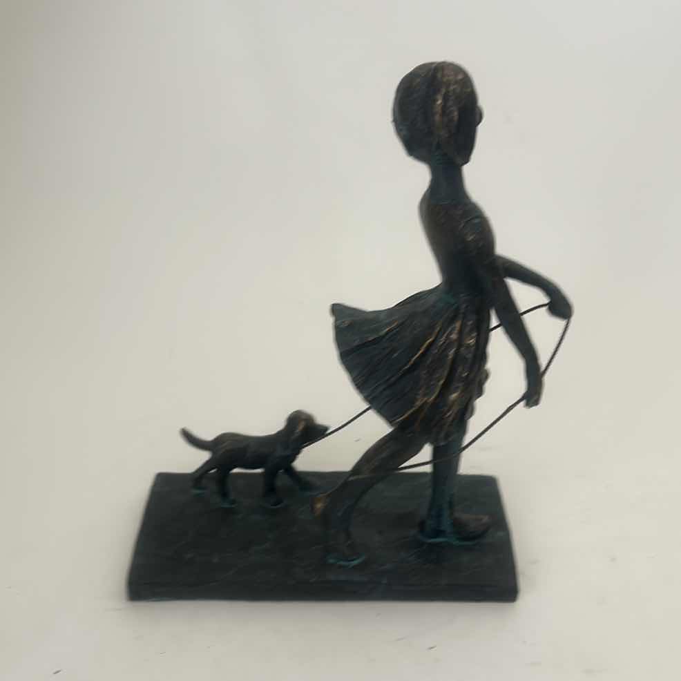 Photo 1 of ARTARIUM LLP “WALK OF LIFE” GIRL AND DOG FIGURINE IS MADE FROM POLYRESIN AND FEATURES A CHARMING PATINATED BRONZE FINISH. H11” $35