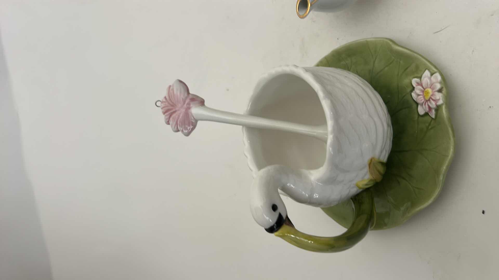 Photo 1 of SWAN AND LOTUS TEACUP/COFFEE CUP WITH SPOON AND MINI FORMALITIES TEAPOT