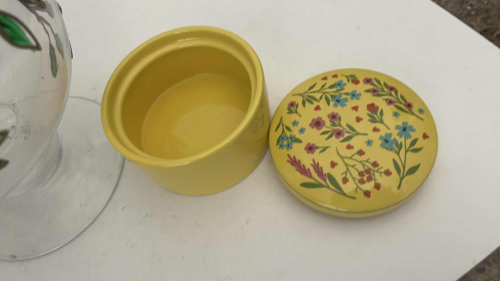 Photo 1 of VINTAGE PAUL NAGEL HAND-PAINTED GLASS VASE FROM THE TIFFANY SERIES, FEATURING INTRICATE HAND-PAINTED DECORATION AND LIKELY 24K GOLD TRIM  H12” & LIDDED TRINKET DISH