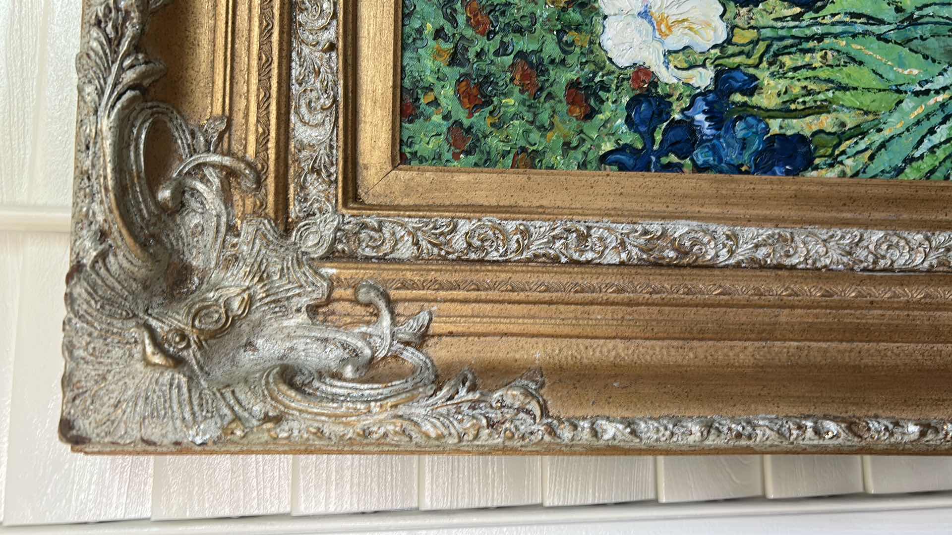 Photo 1 of FRAMED ORNATE GOLD REPRODUCTION "IRISES" BY VAN GOGH