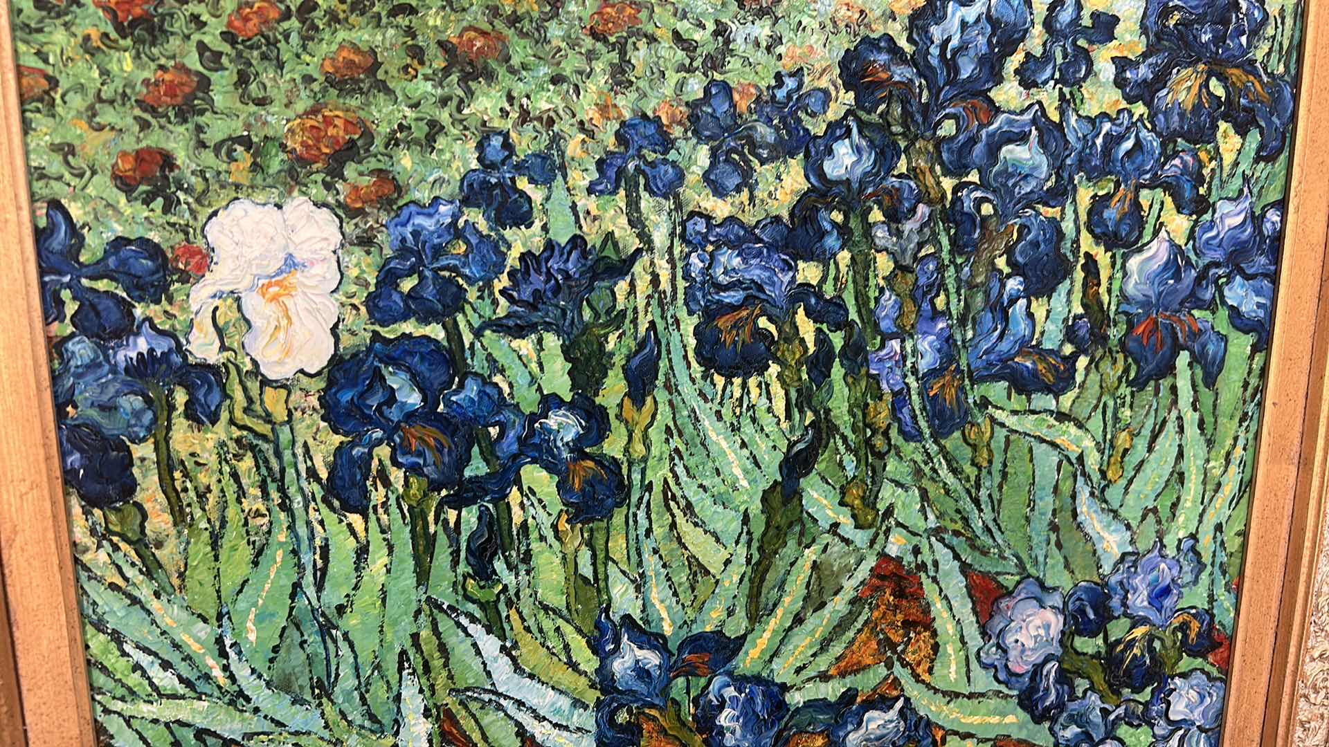 Photo 1 of FRAMED ORNATE GOLD REPRODUCTION "IRISES" BY VAN GOGH