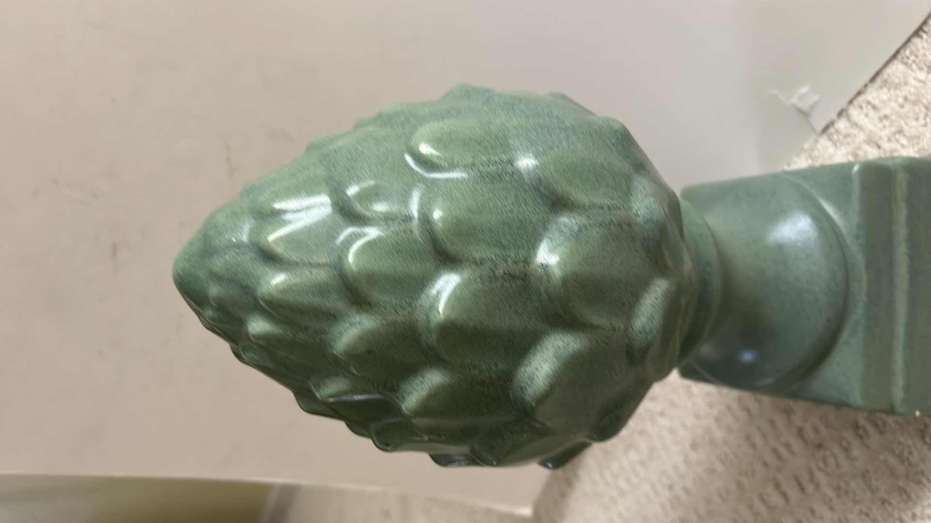 Photo 1 of ARTICHOKE ACCENT FEATURES A RUSTIC VINTAGE GREEN GLAZED FINISH ON A CERAMIC BODY. H14”