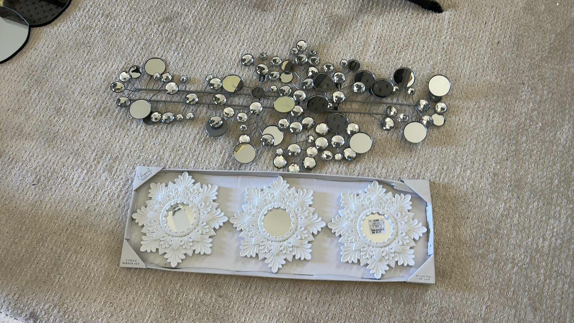 Photo 1 of 2 MIRRORED WALL DECOR PIECES (LARGEST 38” X H17”)