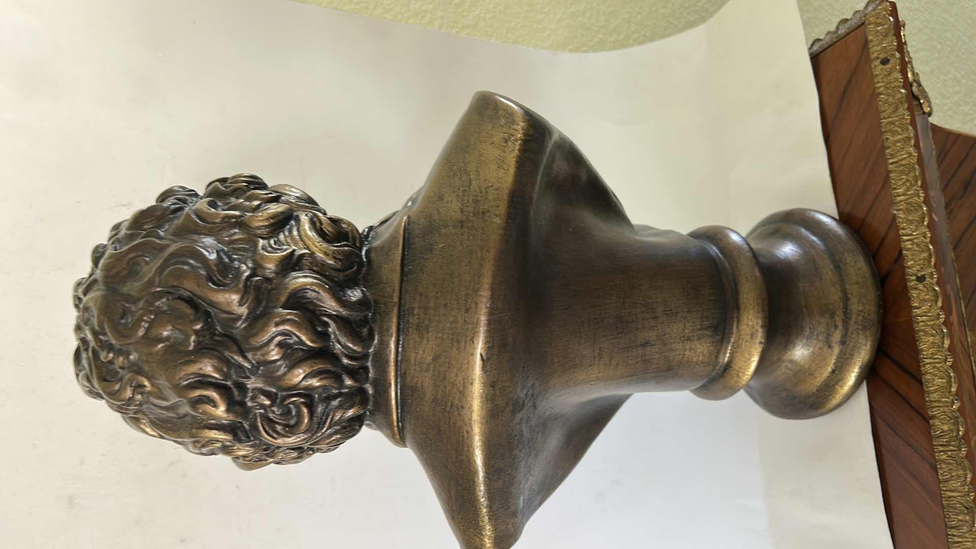 View 4 of BRONZE-TONED CERAMIC SCULPTURE BUST OF COMPOSER LUDWIG VAN BEETHOVEN  H18”