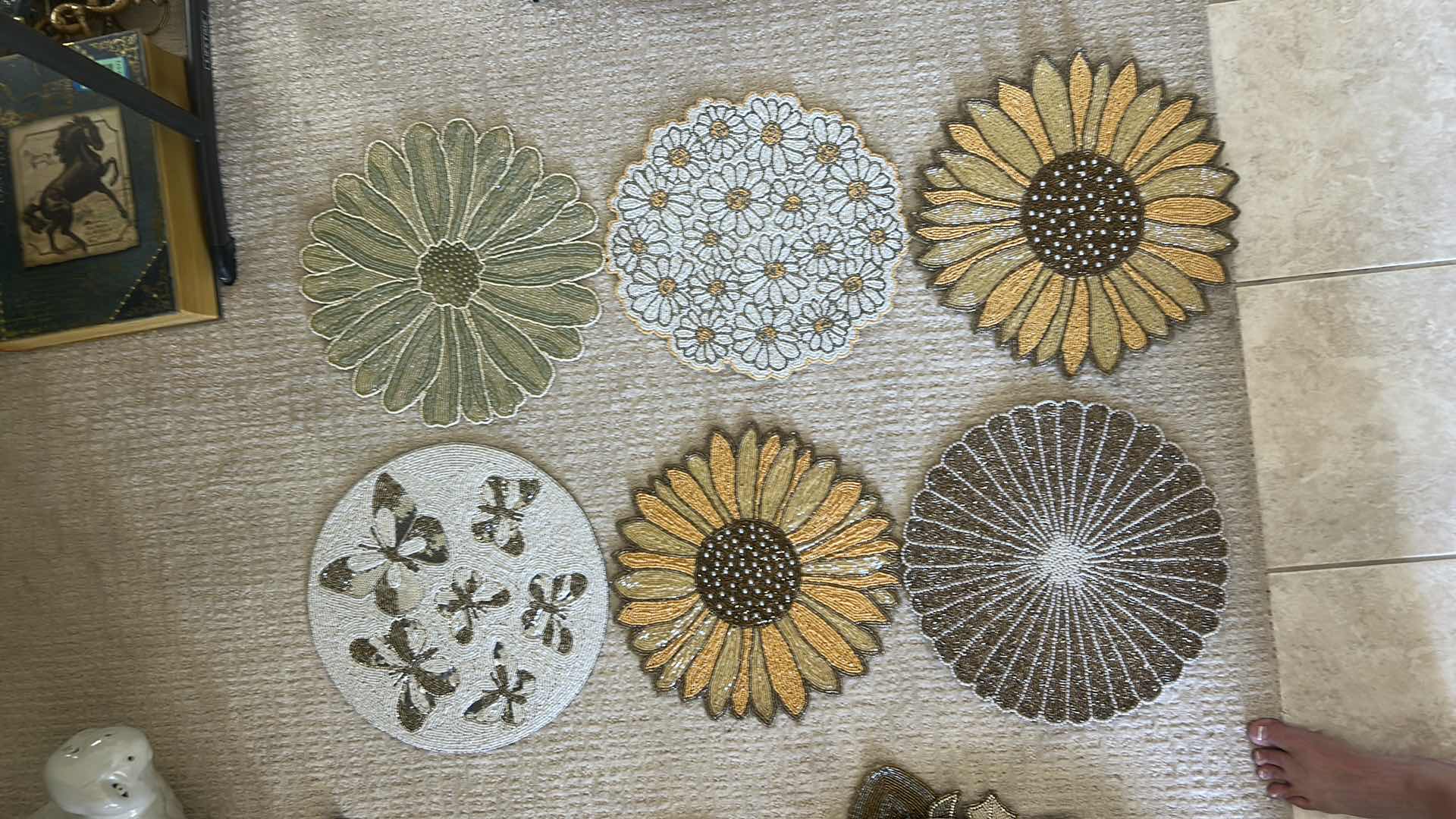 Photo 1 of 6- FLOWER AND BUTTERFLY BEADED PLACEMATS