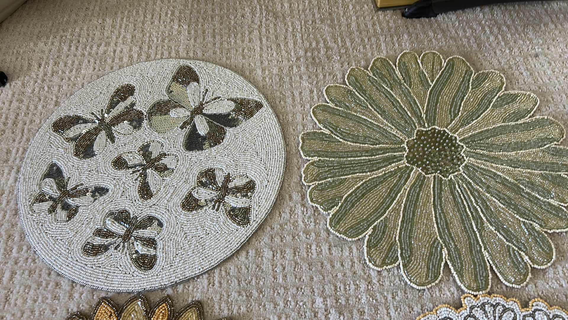 Photo 1 of 6- FLOWER AND BUTTERFLY BEADED PLACEMATS