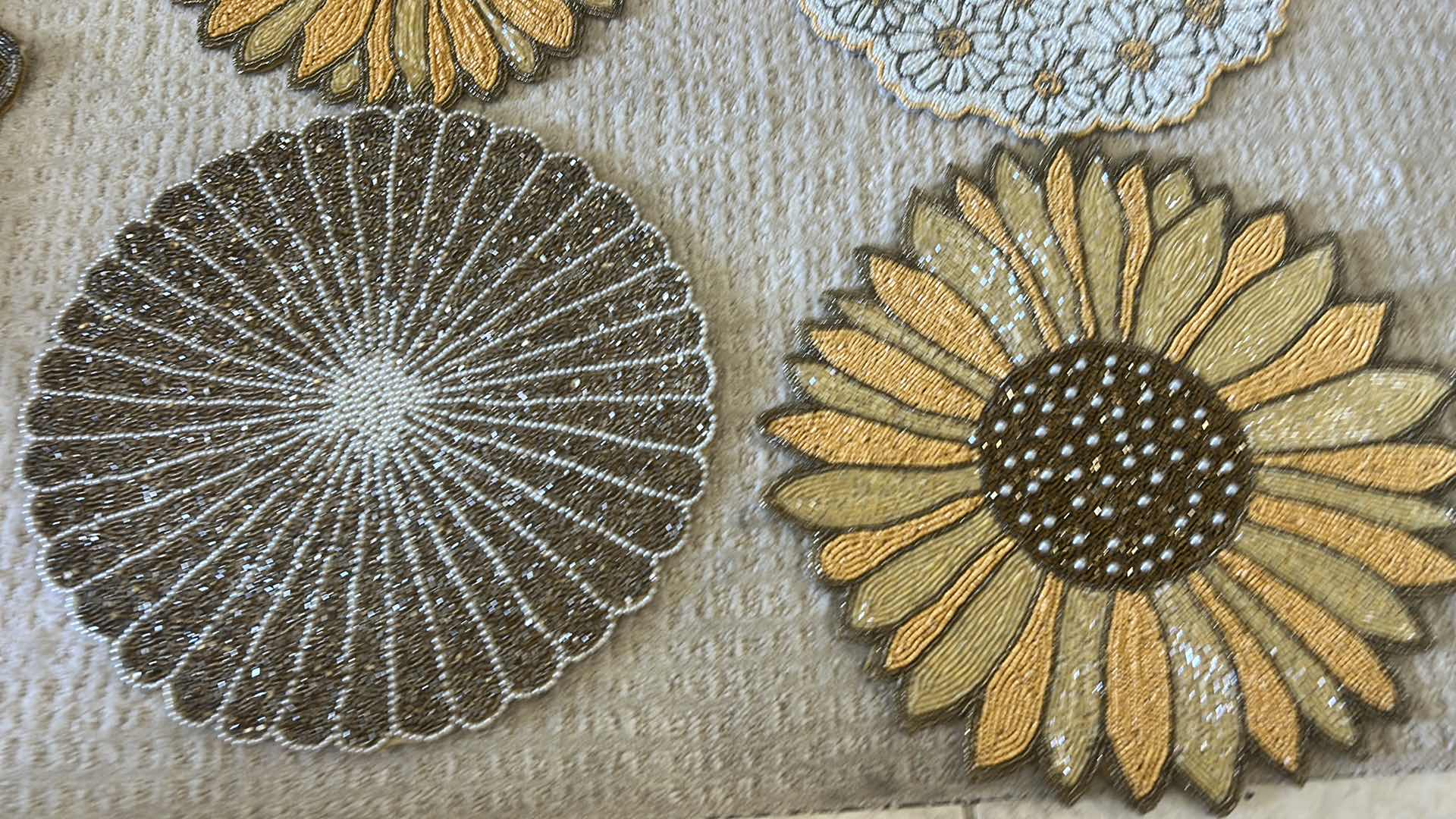 Photo 1 of 6- FLOWER AND BUTTERFLY BEADED PLACEMATS