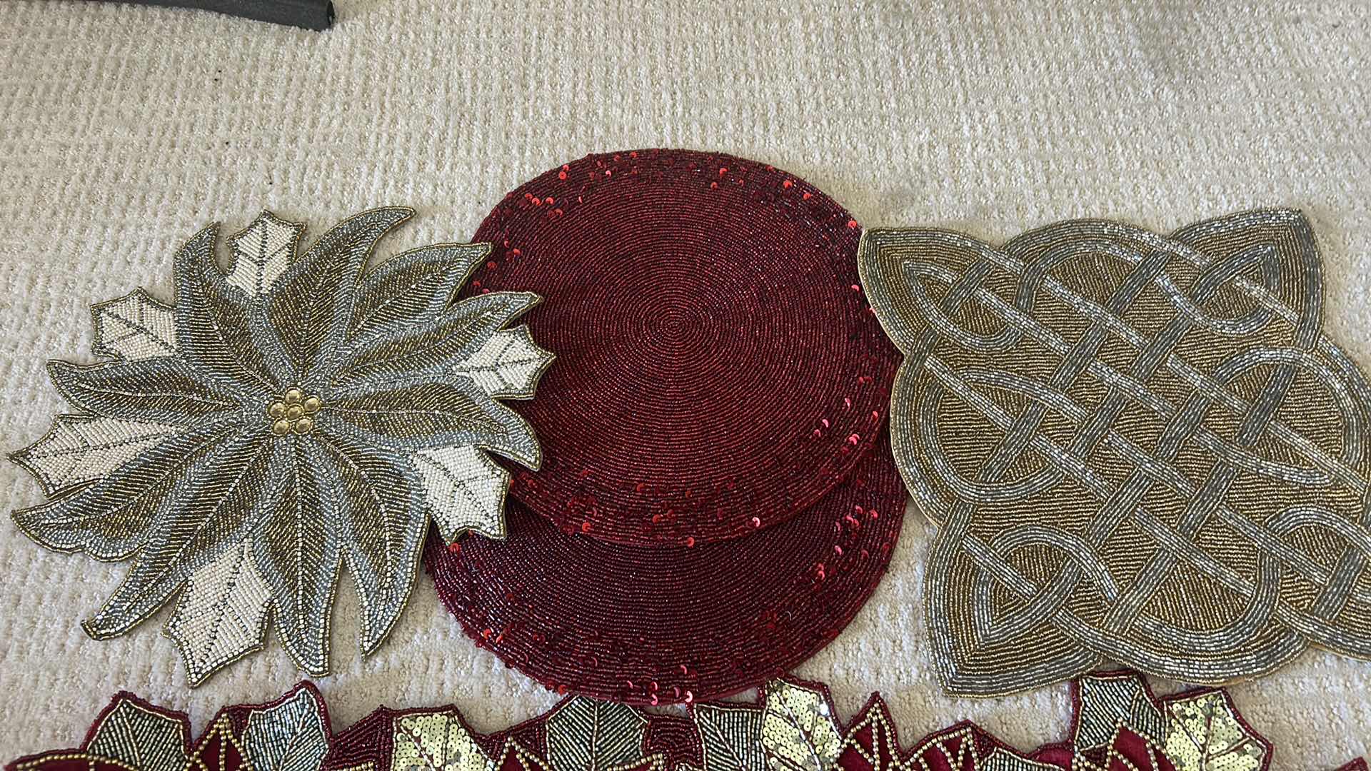 Photo 1 of HOLIDAY DECOR - 6 BEADED CHRISTMAS PLACEMENTS