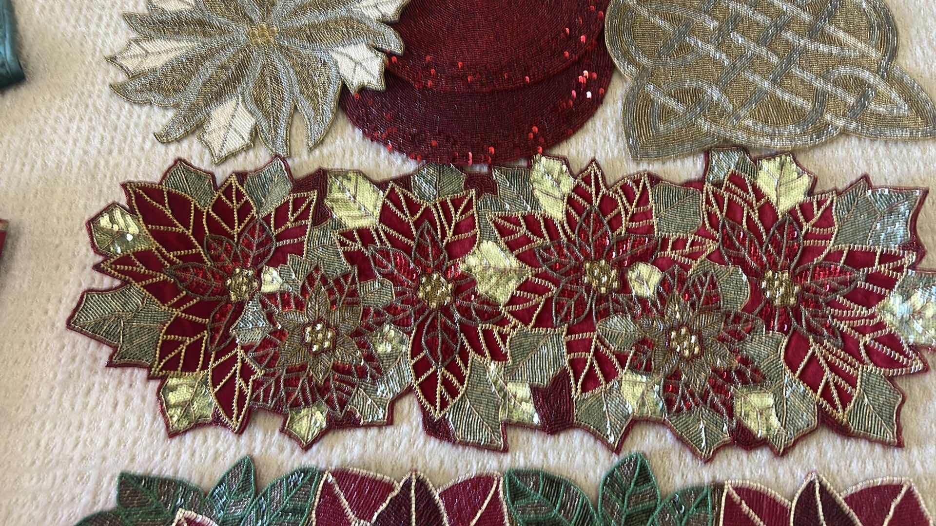 Photo 1 of HOLIDAY DECOR - 6 BEADED CHRISTMAS PLACEMENTS