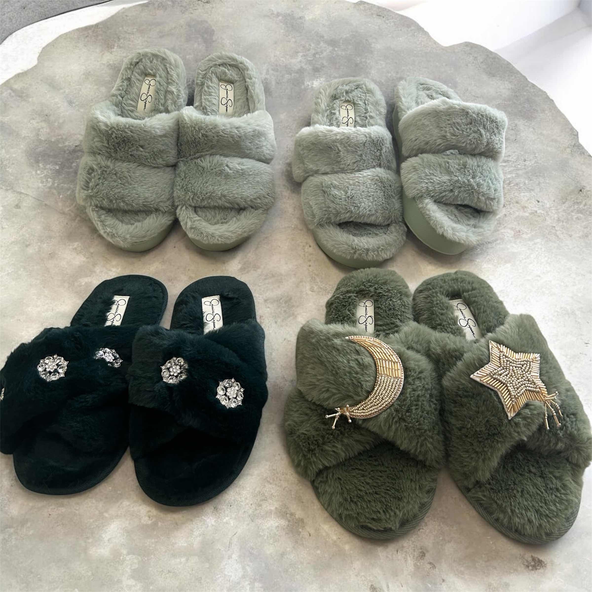 Photo 1 of 4- PLUSH JESSICA SIMPSON SLIPPERS 2 SMALL 2 MEDIUM