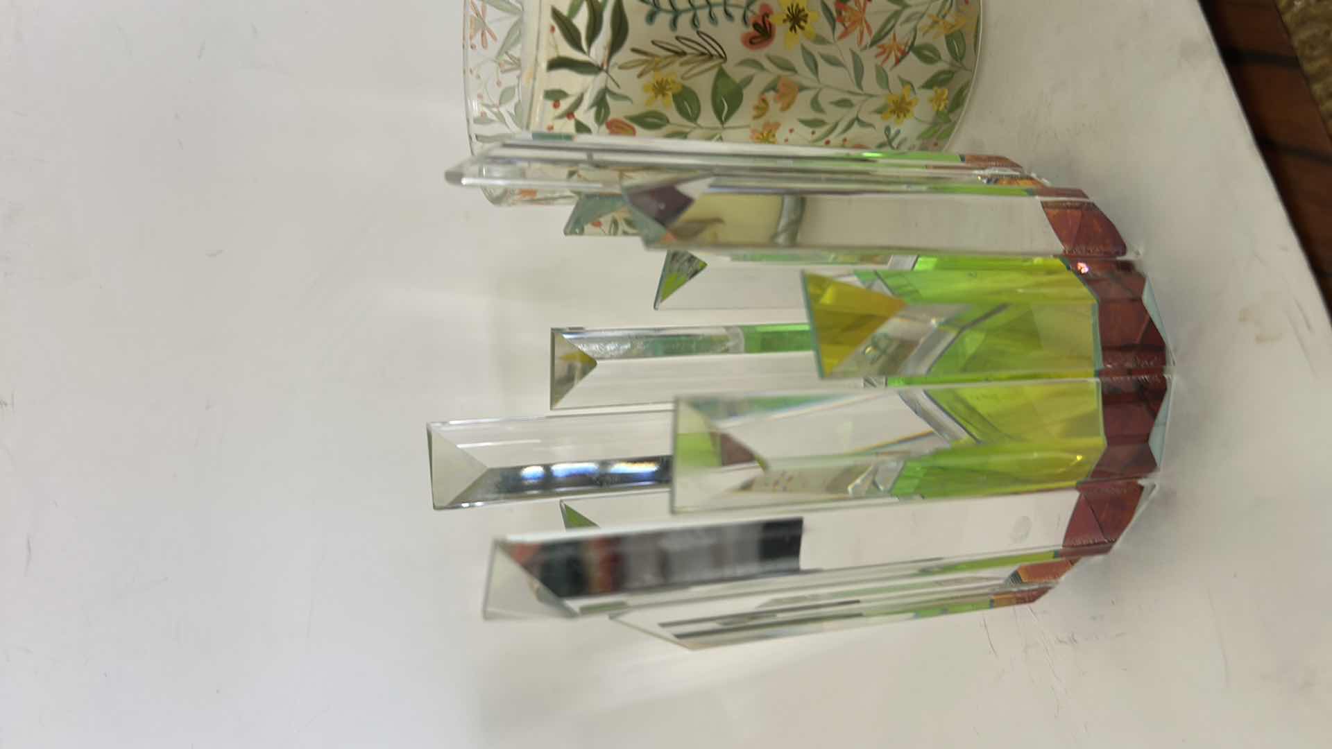 Photo 1 of 2 CANDLES, AND CRYSTAL CANDLE HOLDER