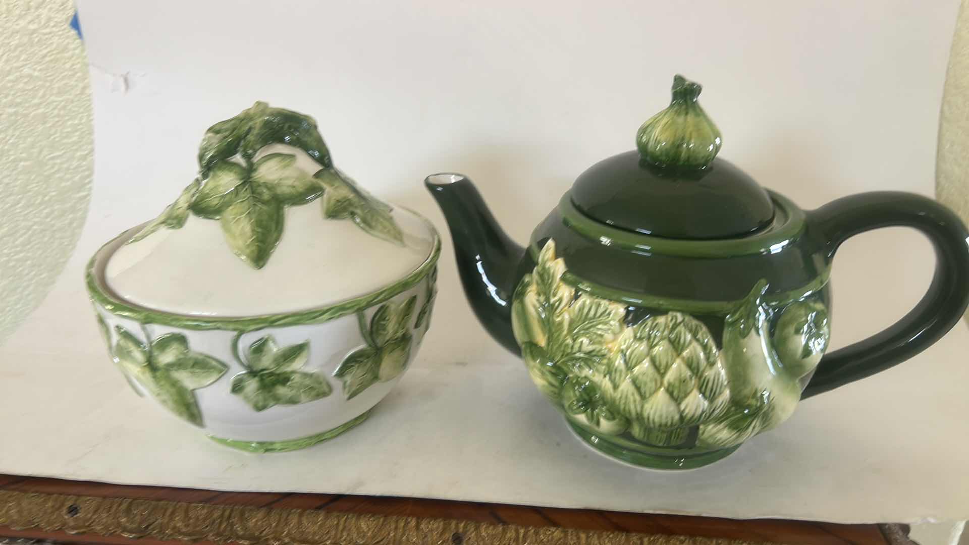 Photo 1 of CERAMIC TEAPOT AND LIDDED JAR
