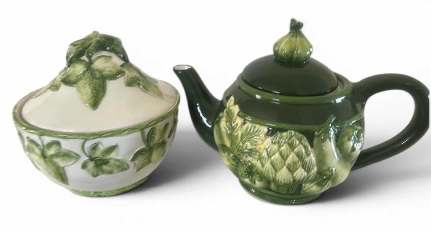 Photo 1 of CERAMIC TEAPOT AND LIDDED JAR