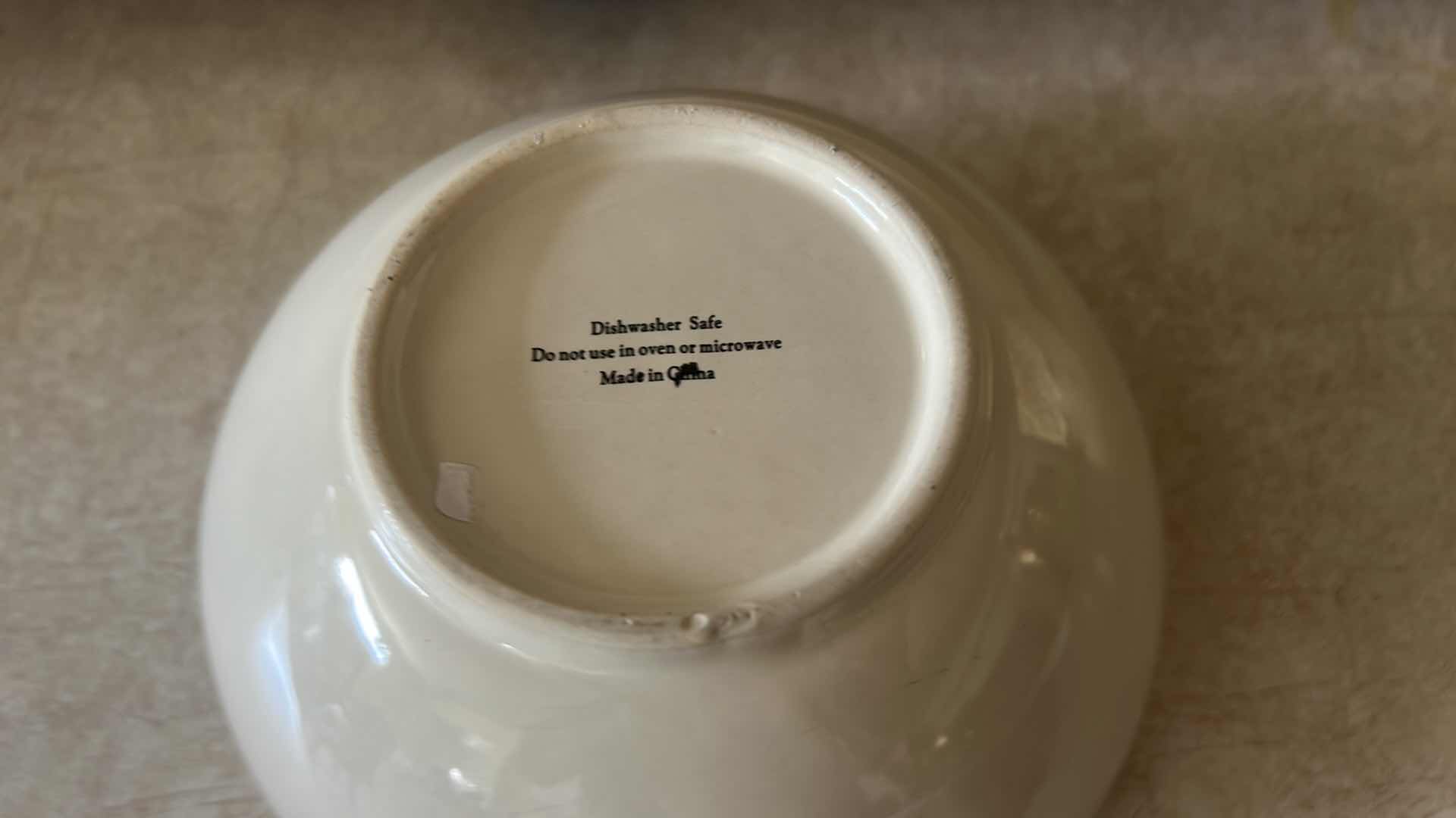 Photo 1 of 10 PC WHITE AND GOLD DINNER WARE PLATES AND BOWLS