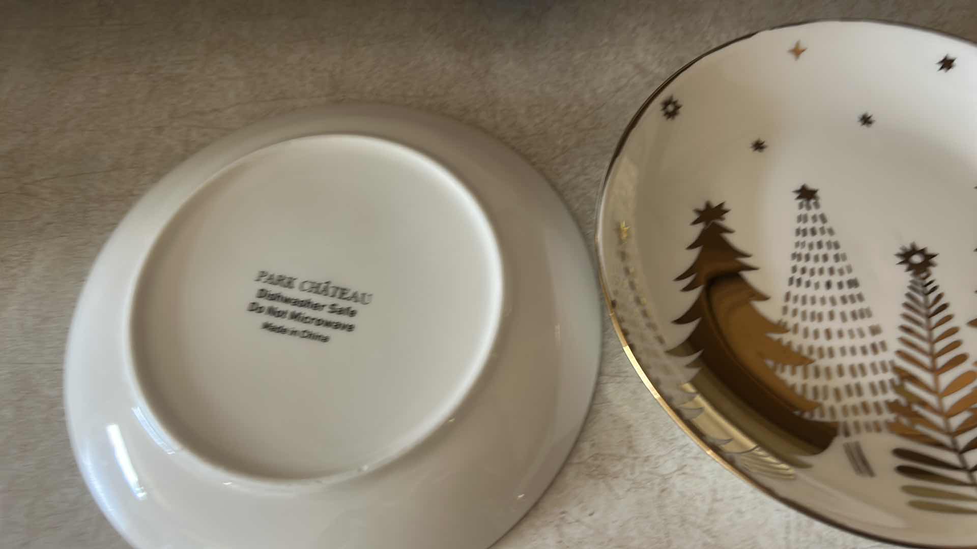 Photo 1 of 10 PC WHITE AND GOLD DINNER WARE PLATES AND BOWLS