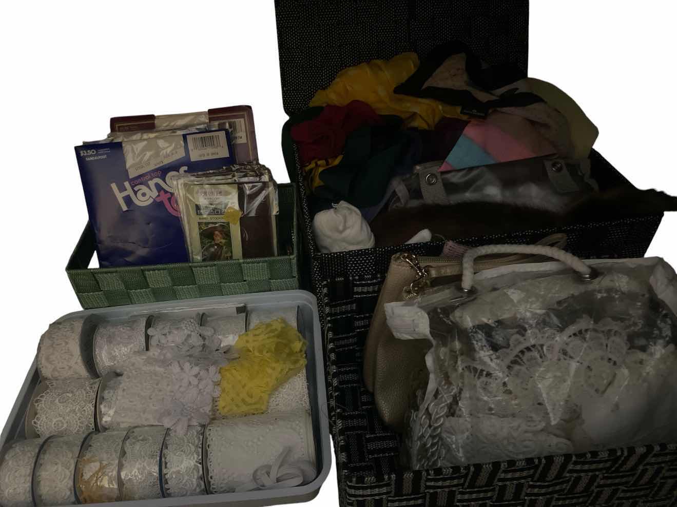 Photo 1 of BASKETS WITH LACE TRIM, STOCKINGS AND SCARVES