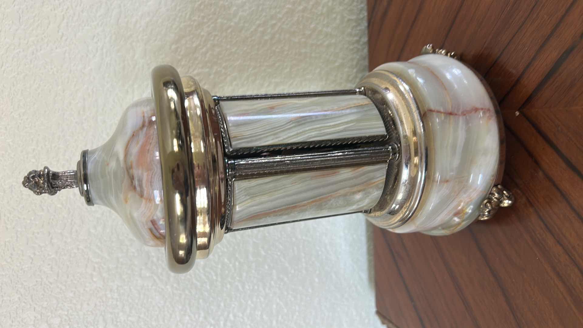 View 7 of VINTAGE REUGE SWISS BALLERINA MUSIC BOX CAROUSEL IS CRAFTED FROM ITALIAN ONYX STONE AND FEATURES SILVERED METAL DETAILS. IT OPERATES AS AN AUTOMATON WITH DANCING BALLERINA FIGURES, H11”