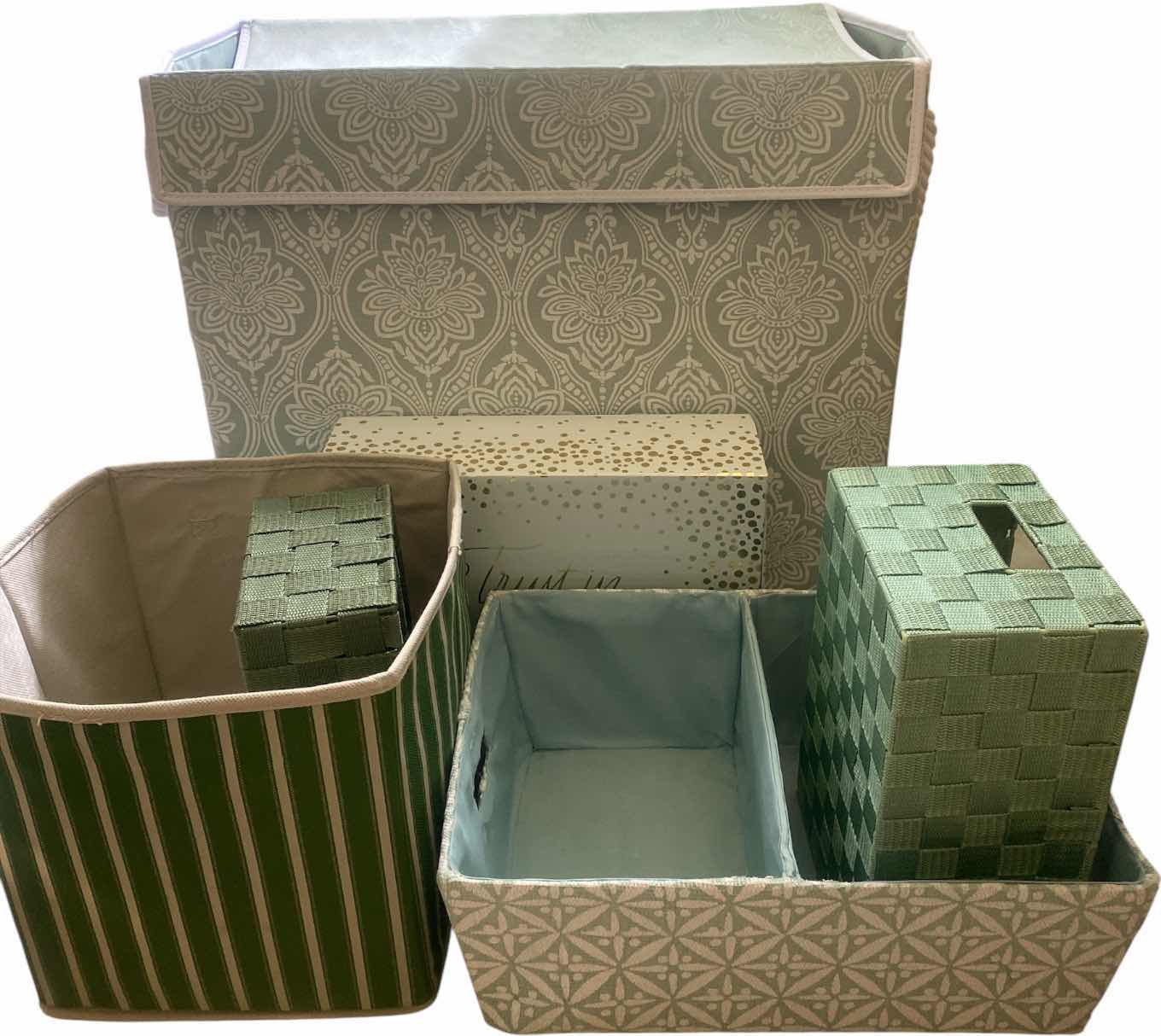 Photo 1 of FABRIC LAUNDRY HAMPER & 5 STORAGE BOXES