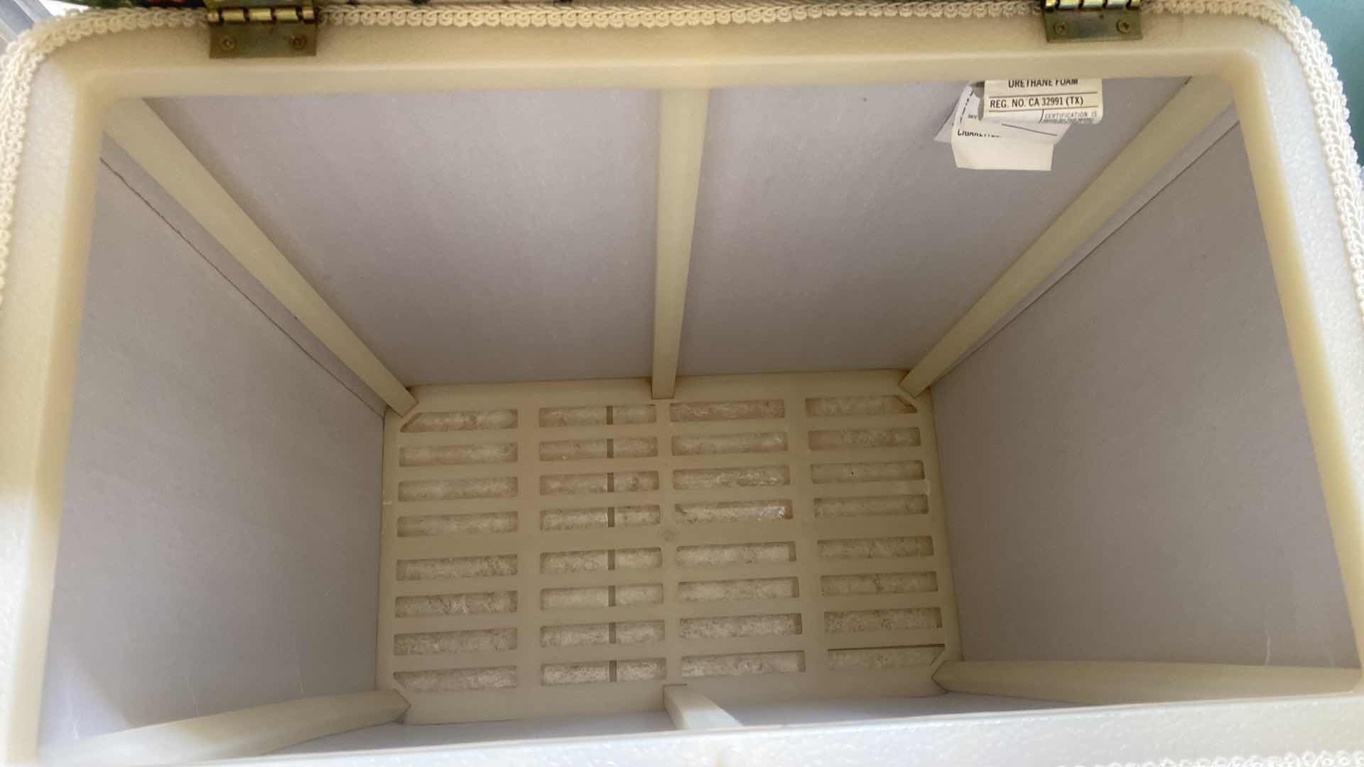 Photo 1 of VINTAGE FLORAL FABRIC CLOTHES HAMPER & PLASTIC STORAGE BOXES