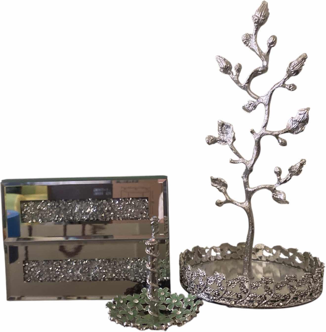 Photo 1 of TWO DRAWER MIRRORED JEWELRY BOX RING HOLDER & NECKLACE HOLDER