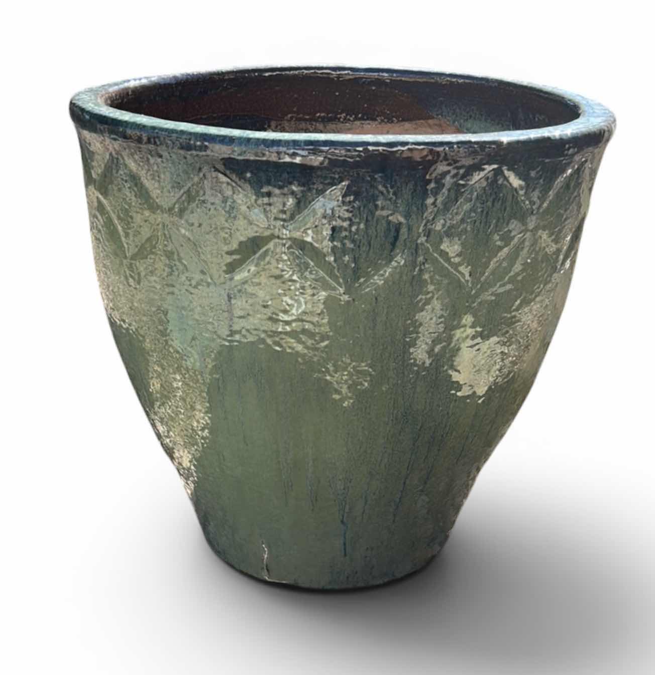Photo 1 of GREEN GLAZED CERAMIC PLANTER H21”