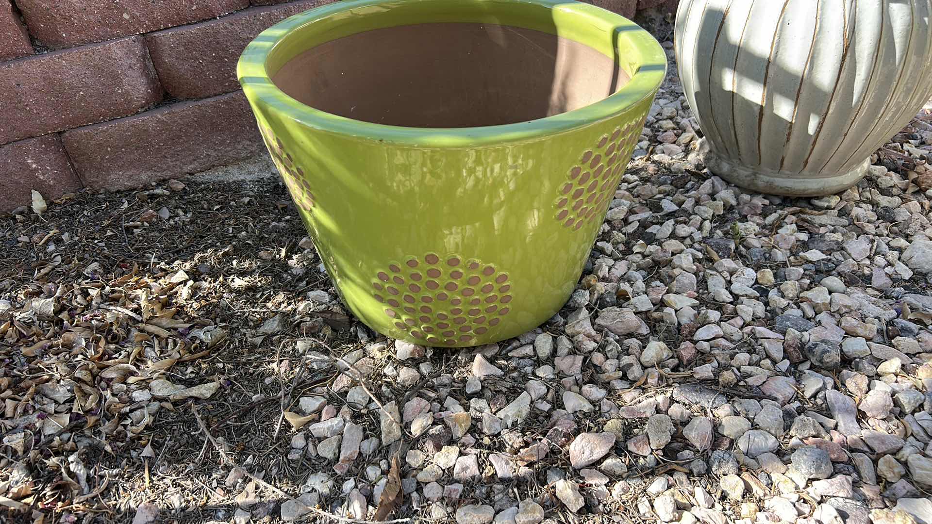 Photo 1 of LIME-GREEN CERAMIC PLANTER H12”
