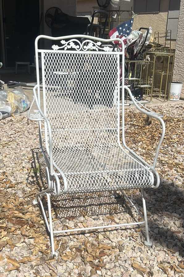 Photo 1 of WHITE VINTAGE WROUGHT IRON PATIO CHAIR $350