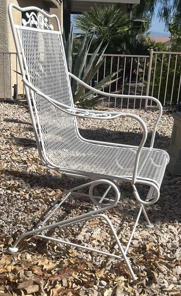 Photo 1 of WHITE VINTAGE WROUGHT IRON PATIO CHAIR $350