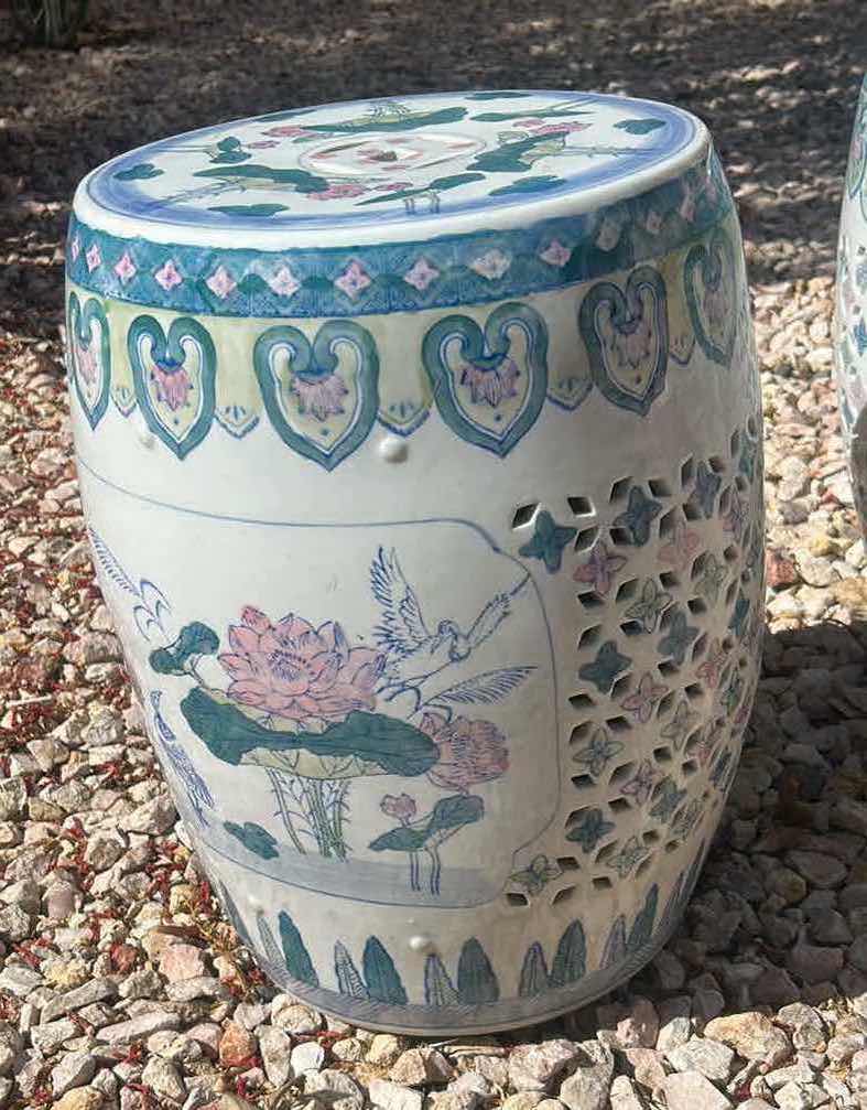 Photo 1 of VINTAGE CHINESE FAMILLE ROSE PORCELAIN GARDEN STOOL H18” ($850 ON ETSY)