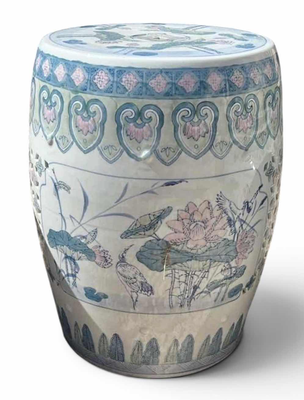 Photo 1 of VINTAGE CHINESE FAMILLE ROSE PORCELAIN GARDEN STOOL H18” ($850 ON ETSY)