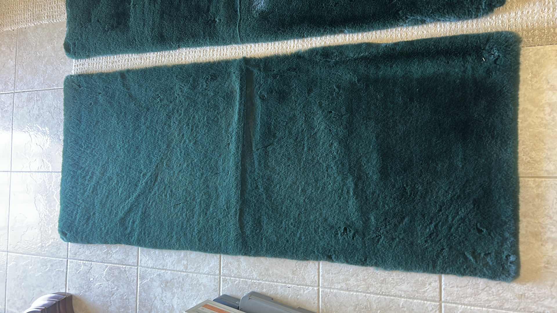 Photo 1 of 2-NEW LUXE FOREST GREEN FAUX FUR RUGS 24“ X 60“