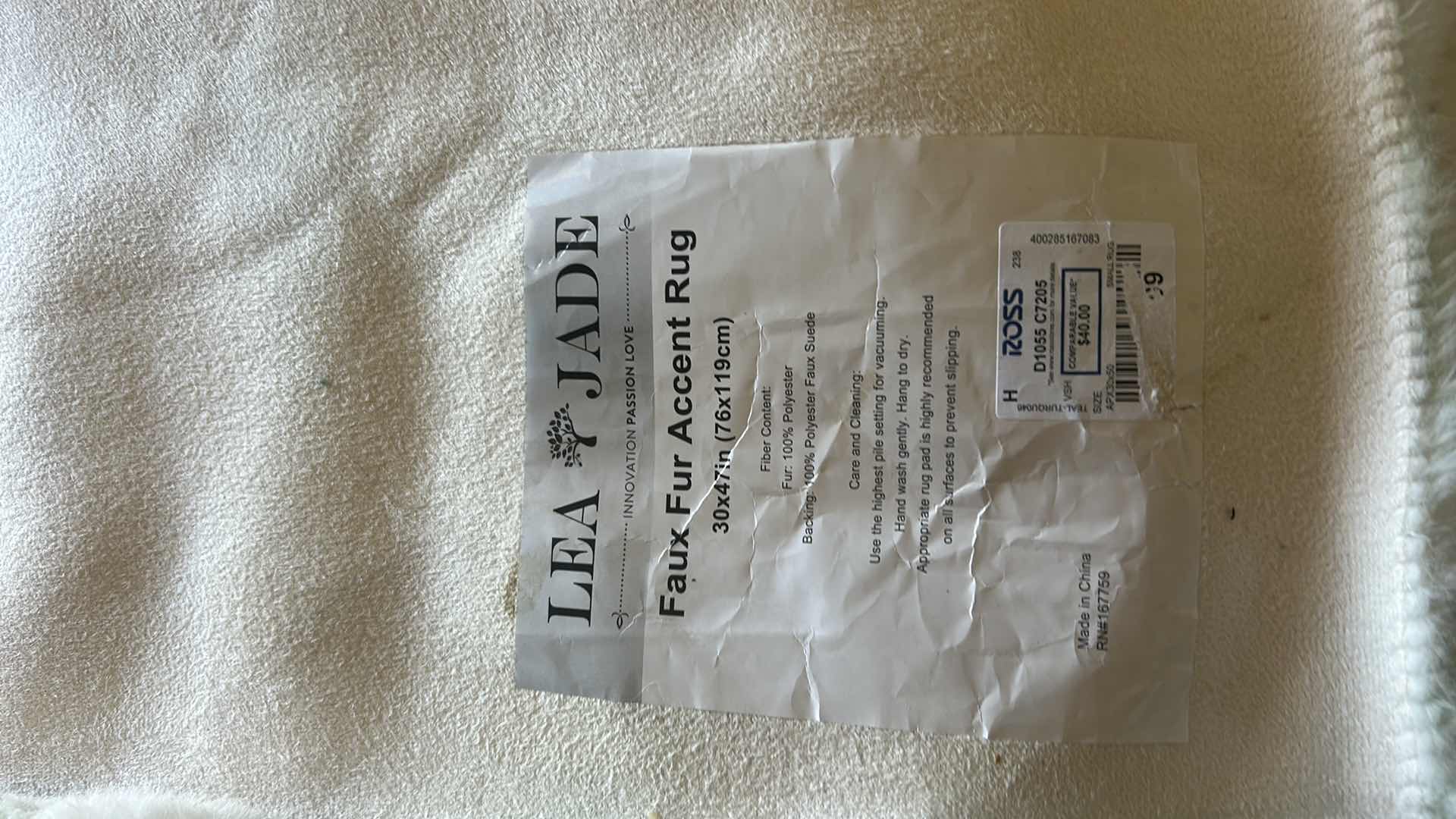 Photo 1 of TWO NEW LEA JADE FAUX FUR ACCENT RUGS