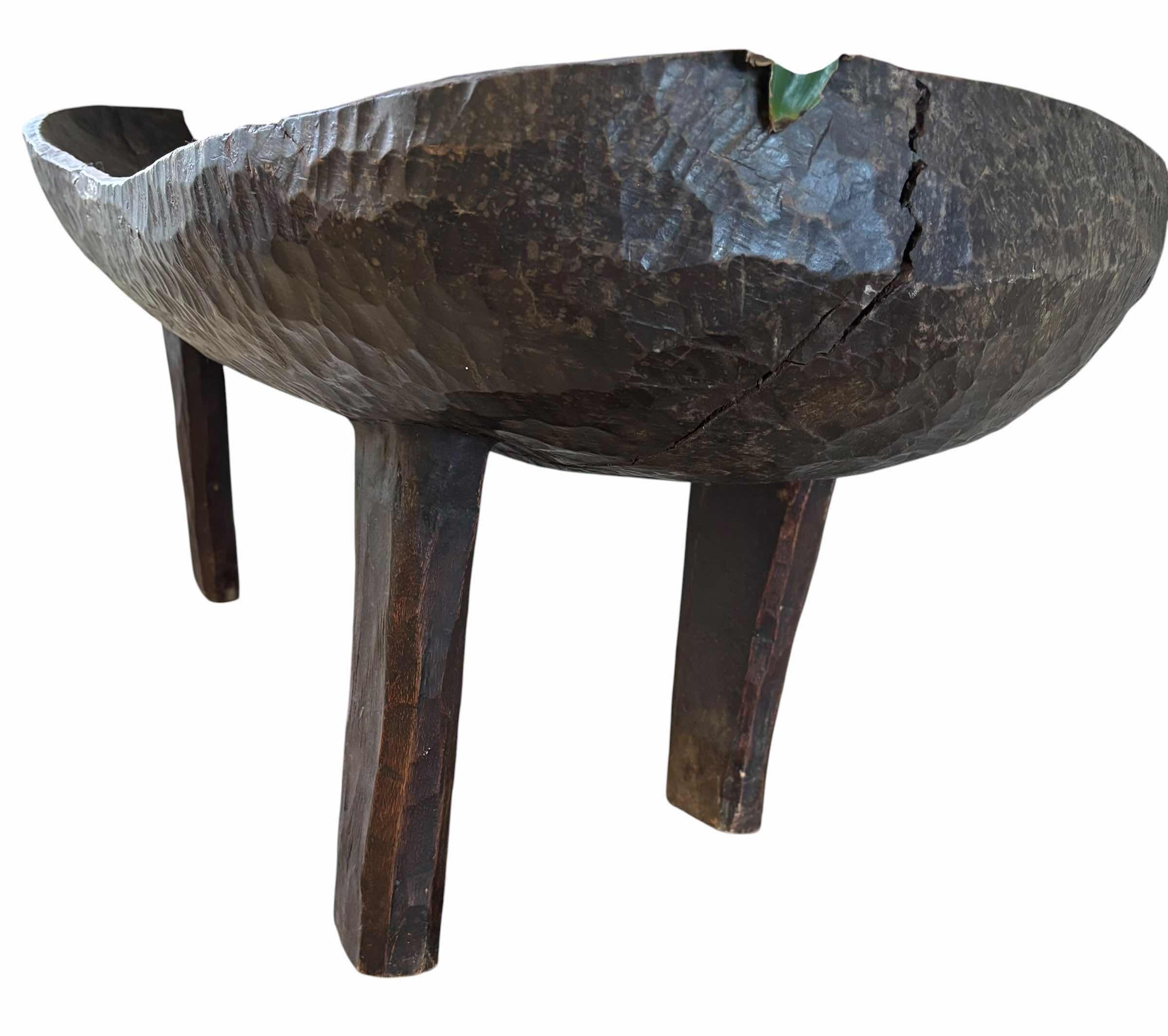 Photo 1 of AFRICAN FIPA WOODEN TRAY SCULPTURE CARVED FROM A SINGLE PIECE OF WOOD 48” X 20” X H19” $860