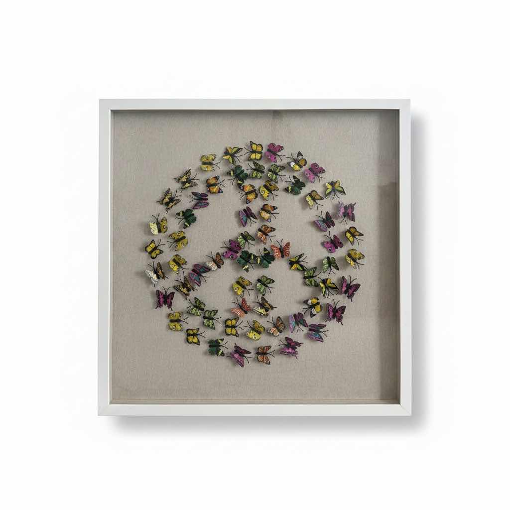 Photo 1 of BUTTERFLY PEACE SIGN, ELEPHANT BLOWING BUBBLE & OTHER WALL DECOR, TALLEST H24”