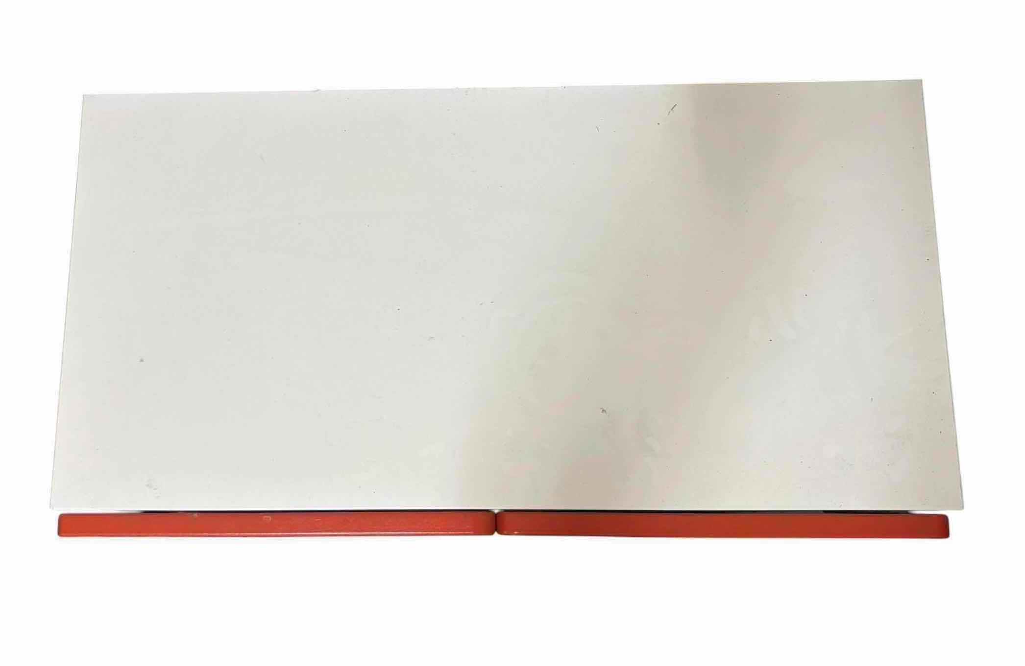 Photo 1 of MODERN RED & WHITE 2-DOOR STORAGE CABINET WITH ADJUSTABLE INTERIOR SHELF 23.5”X12.5”H25.5”