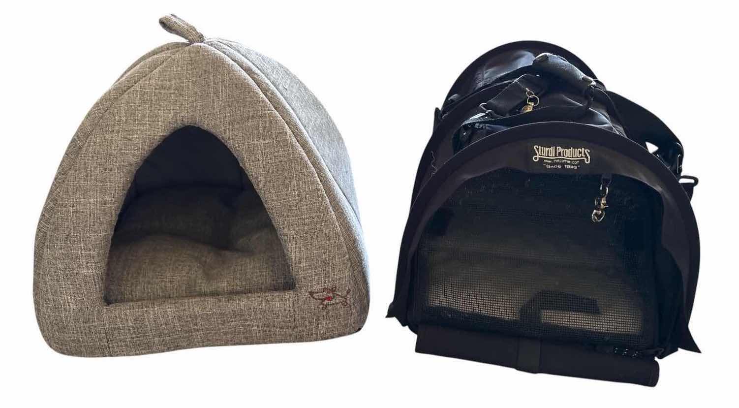 View 1 of (2)PCS STURDI PRODUCTS SOFT-SIDED PET CARRIER AND ENCLOSED PET BED 21”X13.5”H12”
