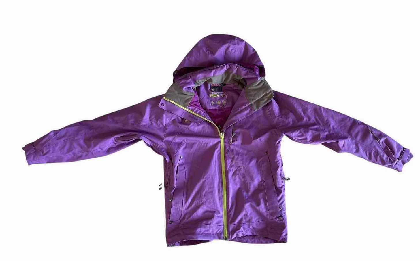 Photo 1 of MAMMUT DRYTECH WATERPROOF, WINDPROOF, AND BREATHABLE HOODED SHELL JACKET WOMENS SIZE SMALL