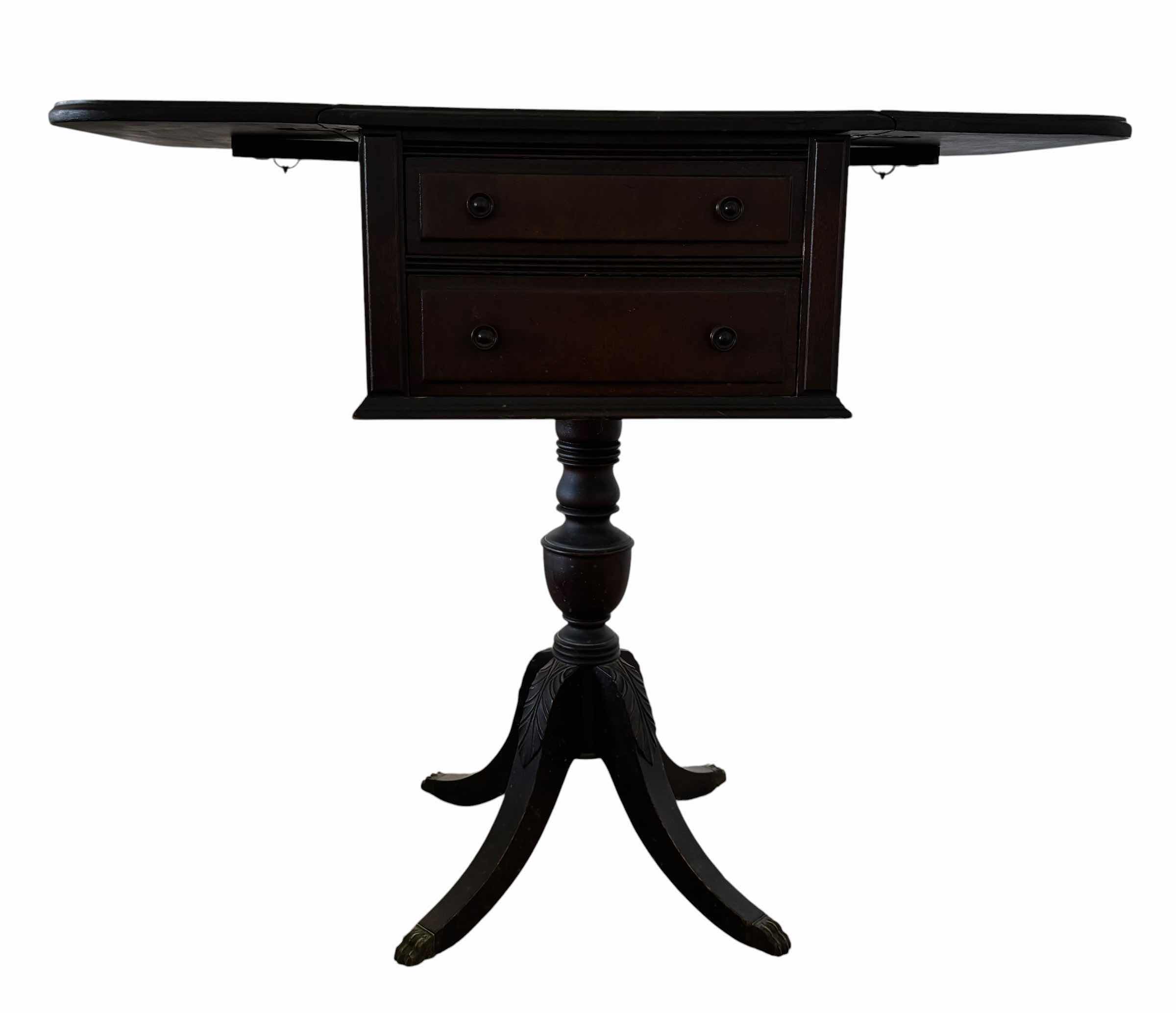 Photo 1 of DUNCAN PHYFE STYLE DROP LEAF SIDE TABLE 33” X 14” X H27”