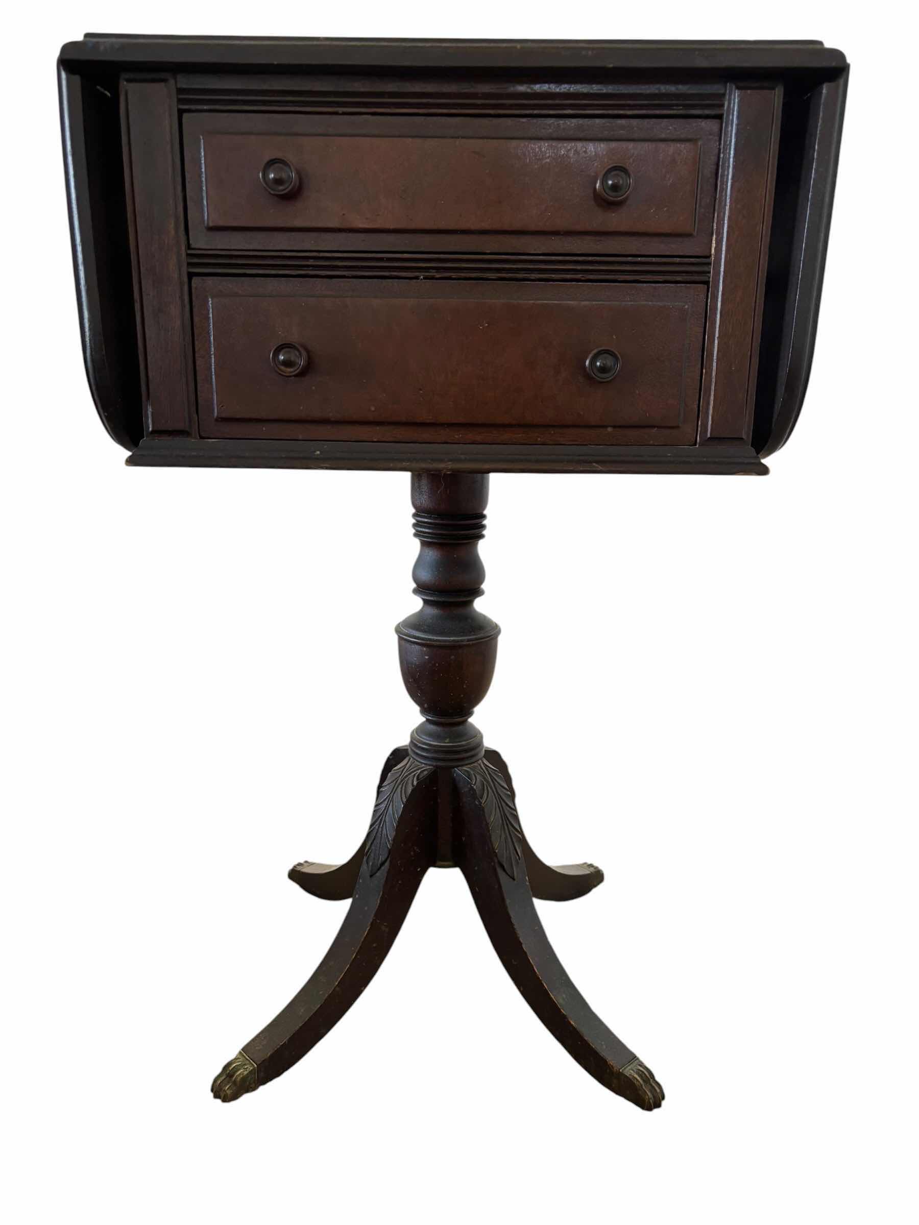 Photo 1 of DUNCAN PHYFE STYLE DROP LEAF SIDE TABLE 33” X 14” X H27”