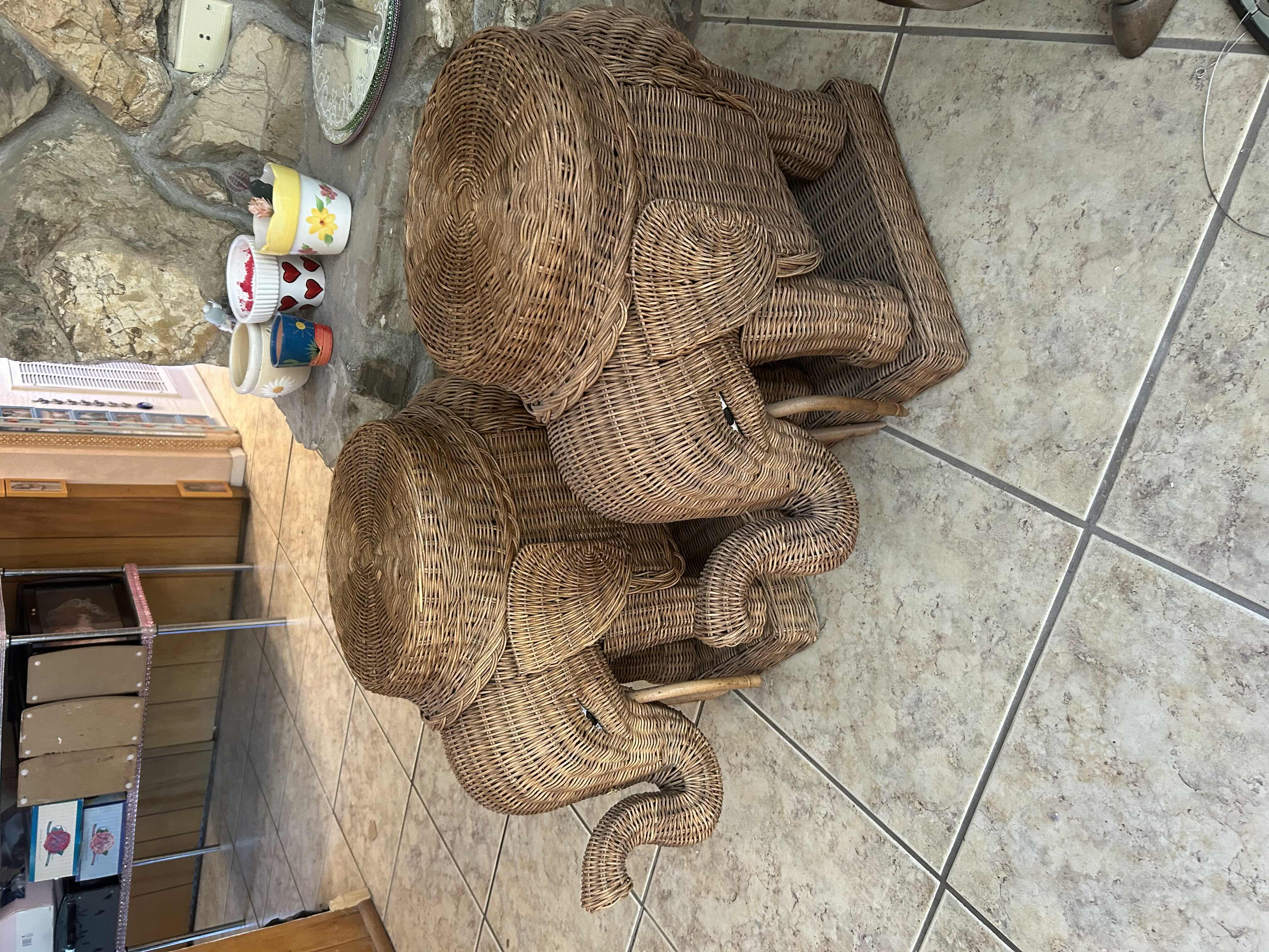 Photo 1 of 2- WICKER ELEPHANT STAND
