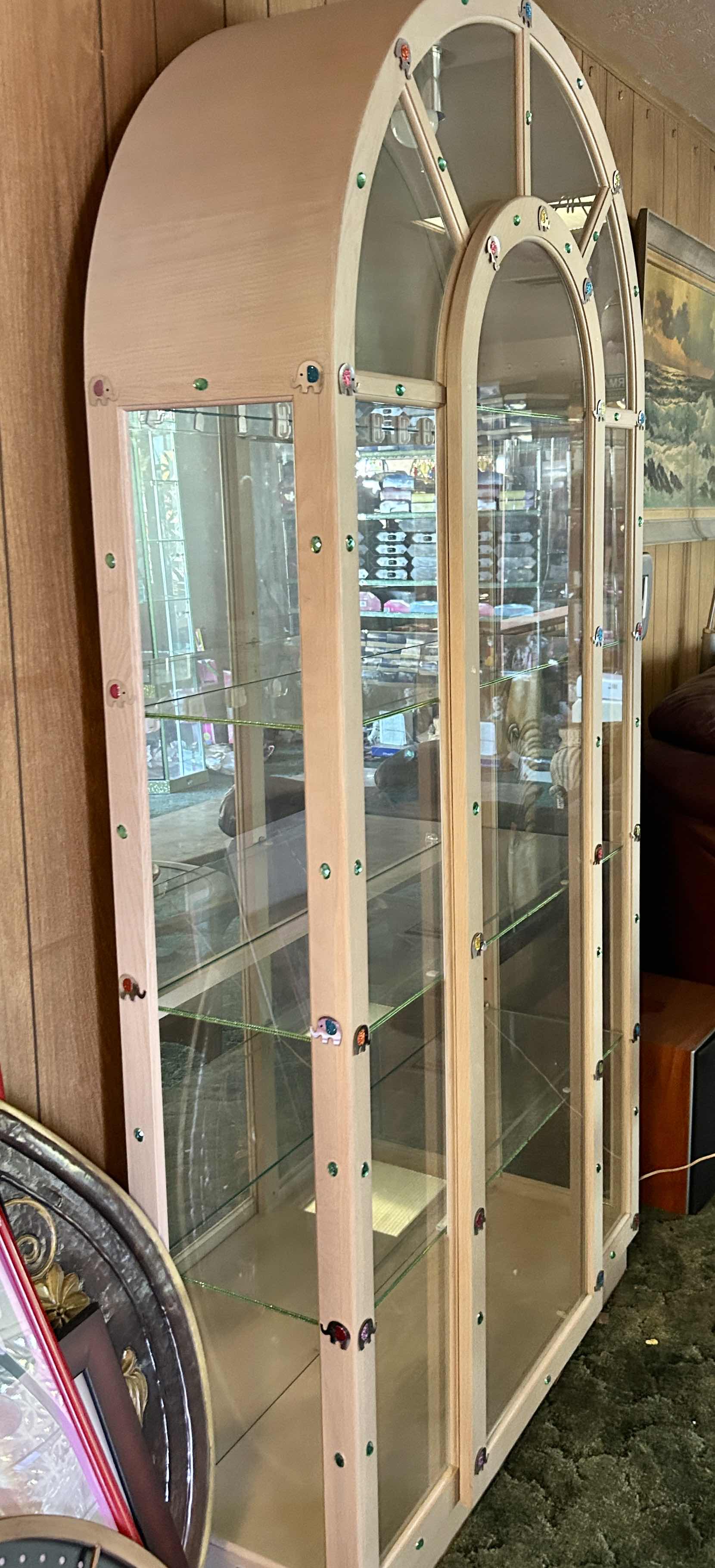 Photo 1 of POSTMODERN LIGHTED ARCHED CURIO DISPLAY CABINET BY PHILIP REINISCH 40“ x 14”x H82“