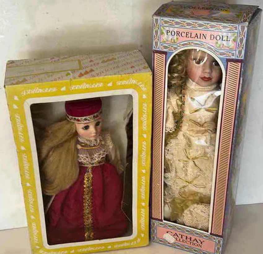 Photo 1 of 2 NIB - VINTAGE DOLLS-  "PUPPETS" SERIES PORCELAIN DOLL, & CATHAY COLLECTION PORCELAIN DOLL