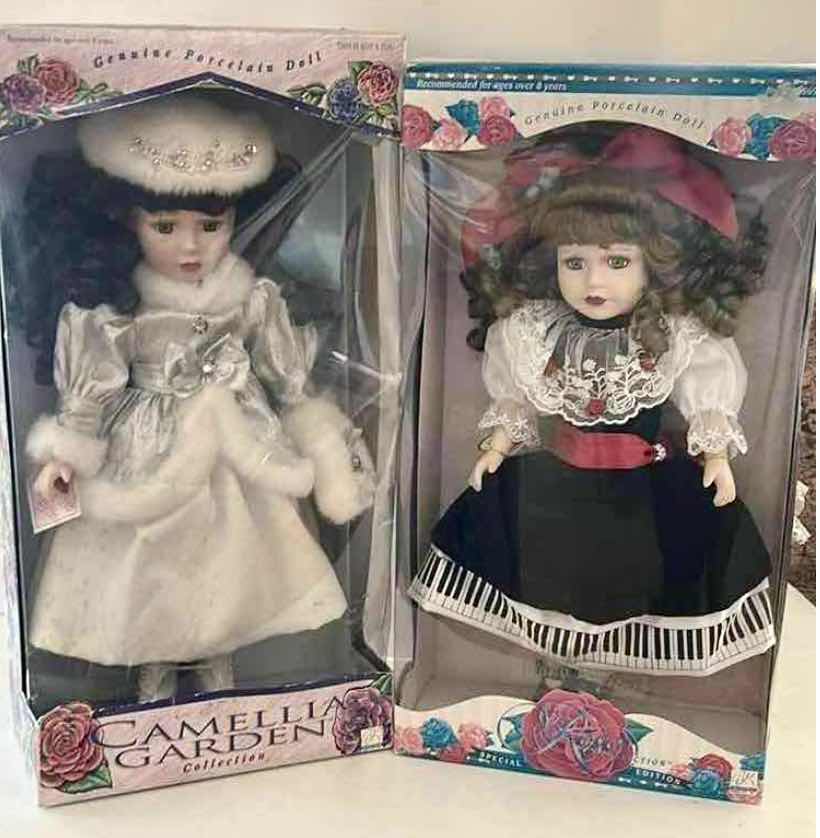 Photo 1 of 2 NIB DOLLS - VINTAGE CAMELLIA GARDEN COLLECTION PORCELAIN DOLL & VINTAGE SPECIAL ROSE COLLECTION PORCELAIN DOLL