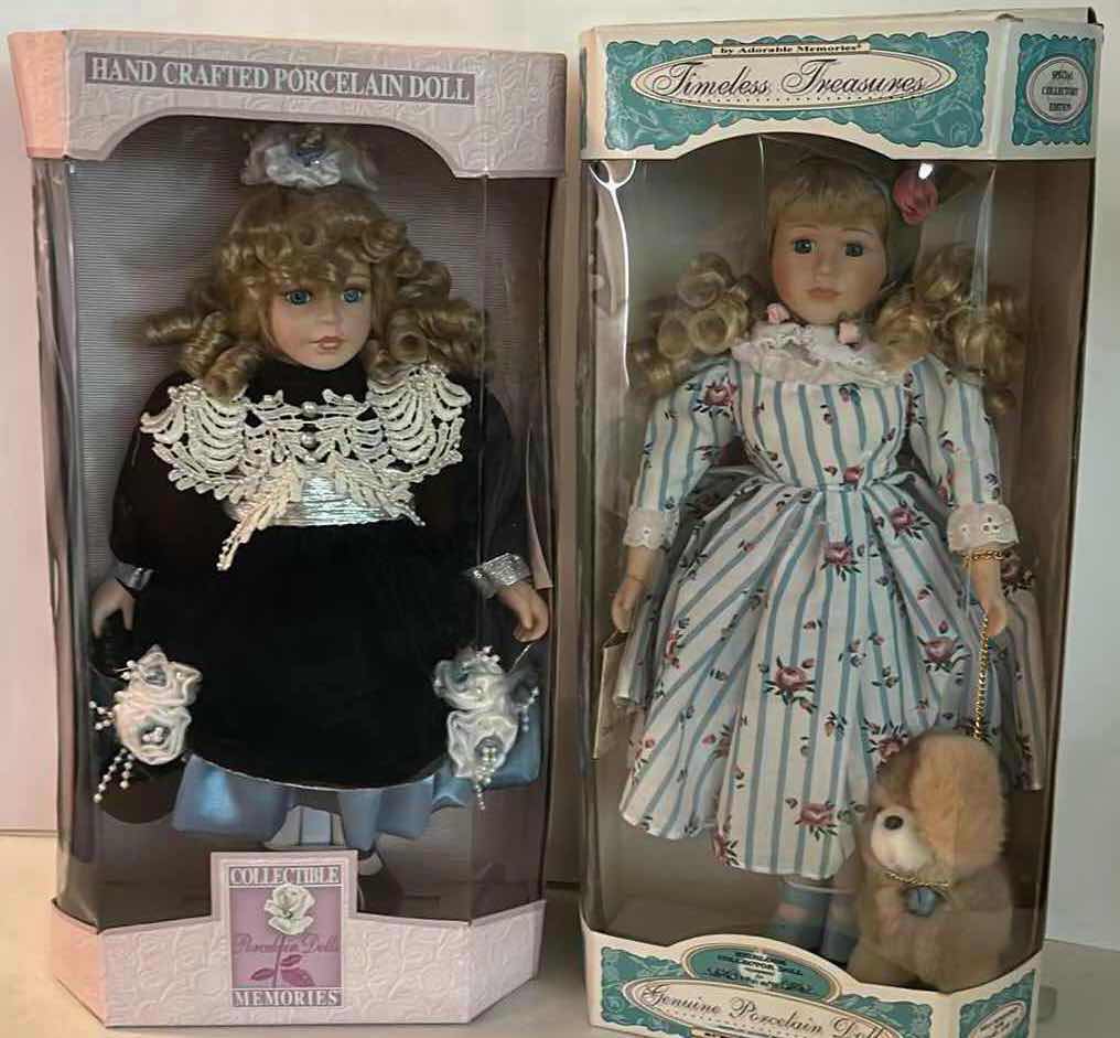 Photo 1 of 2 NIB DOLLS - COLLECTIBLE MEMORIES" HAND-CRAFTED PORCELAIN DOLL & TIMELESS TREASURES" HEIRLOOM COLLECTOR DOLL $70